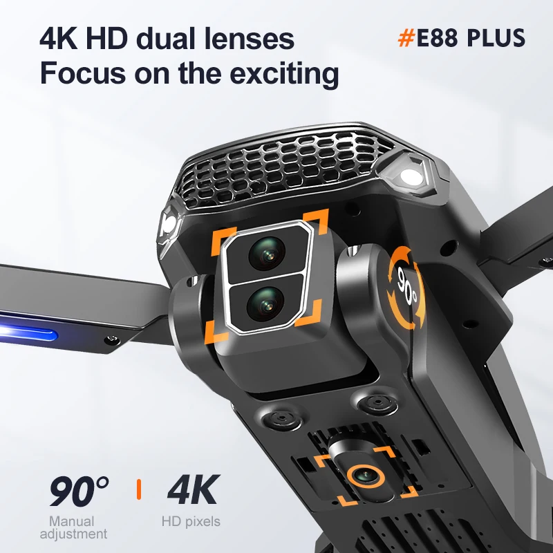 새로운 E88 Plus 쿼드콥터 드론: 90 °   전 - Drone Battery Case 리뷰 및 가격